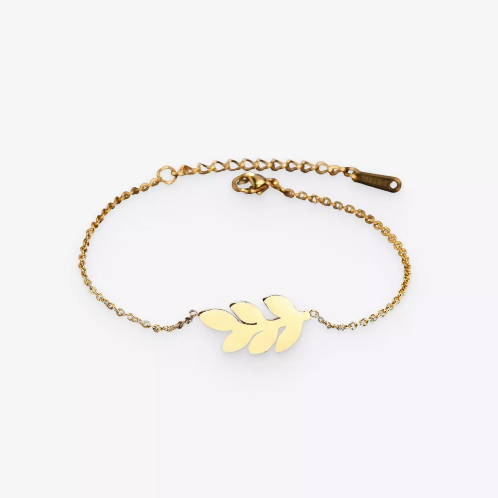 4-Piece Leaf Knot Adjustable Bangle Bracelet Set For Women - Gold Crystal Jewelry
